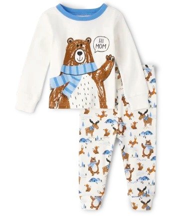 Baby And Toddler Boys Long Sleeve Bear Snug Fit Cotton Pajamas | The Children's Place - CLOUD