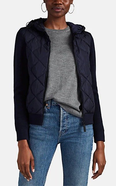 HyBridge Down-Quilted & Wool Hooded Jacket