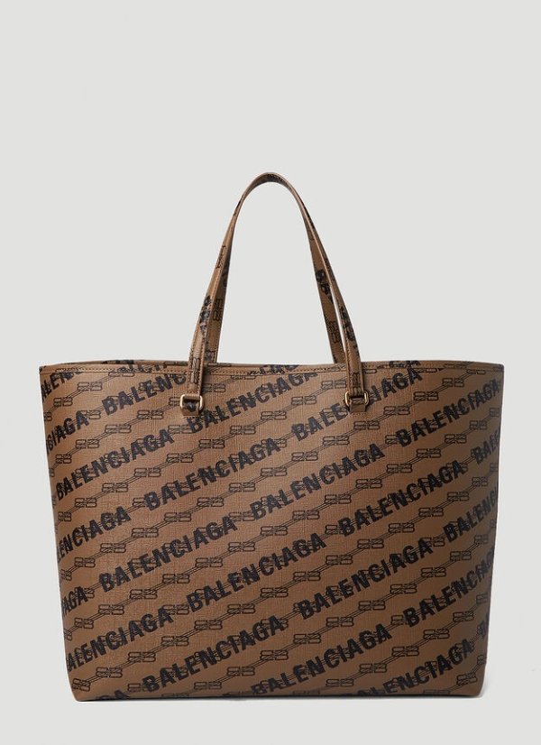 Signature Large Shopper Tote Bag in Brown