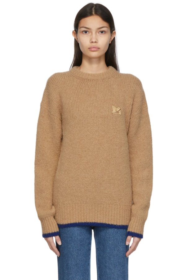 Beige MK Patch Oversized Sweater