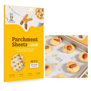 Katbite Heavy Duty Precut Parchment Paper Sheets for Baking Cookies, 12x16 Inch Parchment Sheets with Grid, 46 Count