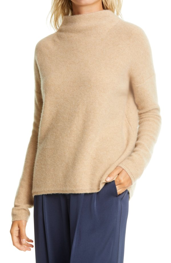 Funnel Neck Boiled Cashmere Sweater