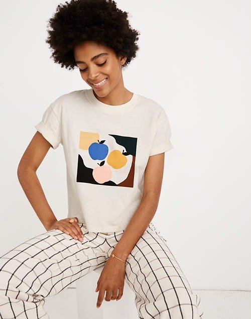 Apple Picking Graphic Easy Crop Pocket Tee