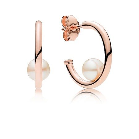 Contemporary Pearls Hoop Earrings, PANDORA Rose™ & Freshwater Cul