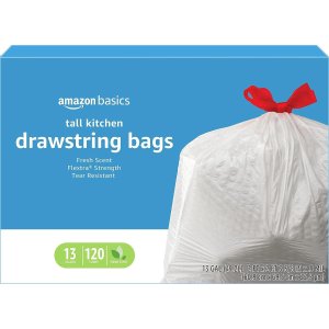 Amazon Basics Flextra 抽绳垃圾袋,13 加仑 120个