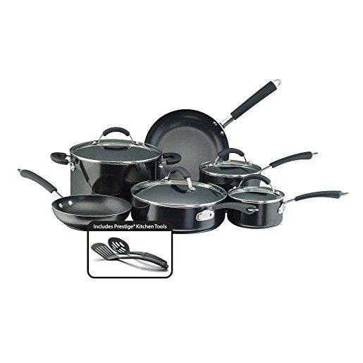 Millennium Nonstick Cookware Pots and Pans Set, 12 Piece, Black