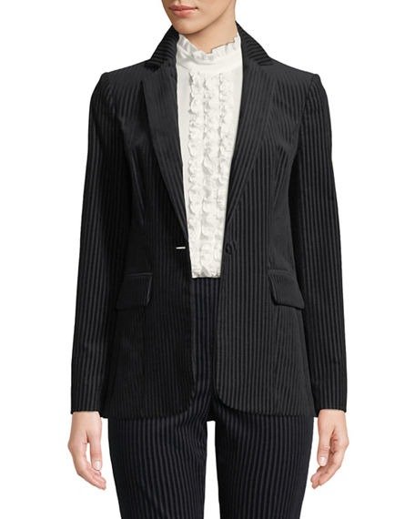 Fine Variegated One-Button Blazer Jacket