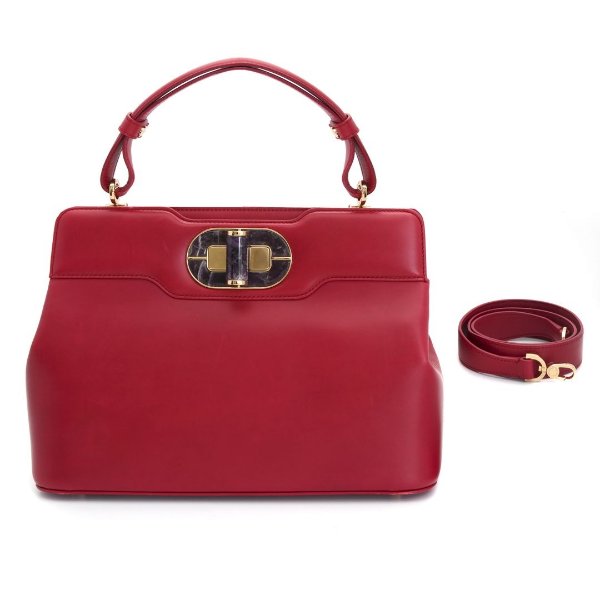 Bvlgari Raspberry Pink Calf Leather Top Handle Bag 36738