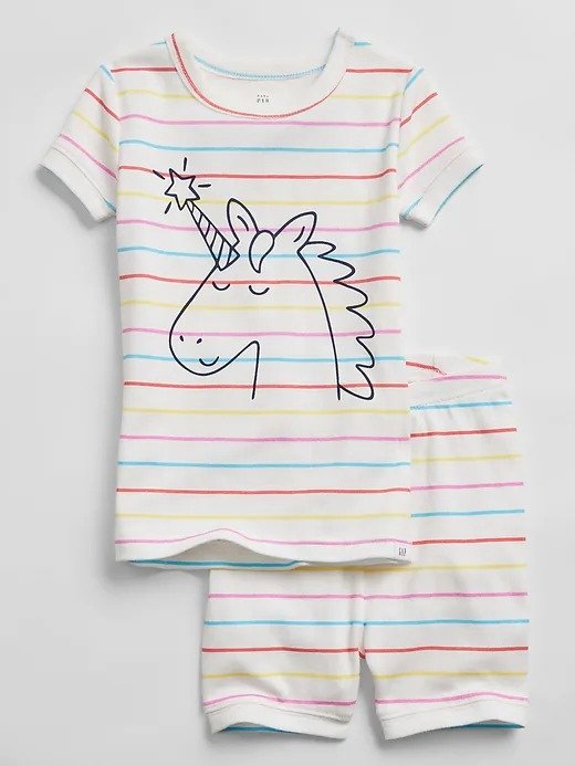 babyGap Unicorn Stripe 100% Organic Cotton PJ Set