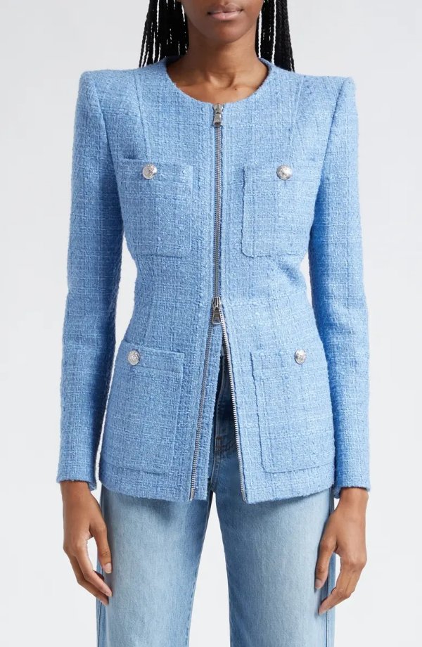 Agni Cotton Blend Tweed Dickey Jacket