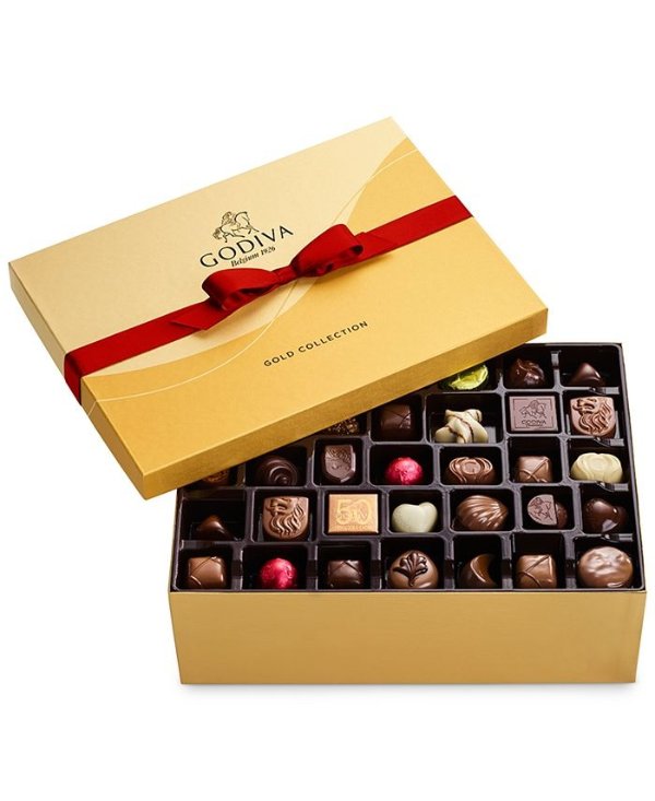 Assorted Chocolate Gold Gift Box with Red Ribbon, 105 Piece