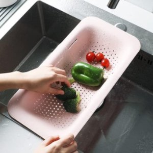 BLIGKO 可拓展厨房水槽洗菜沥水网篮 樱花粉