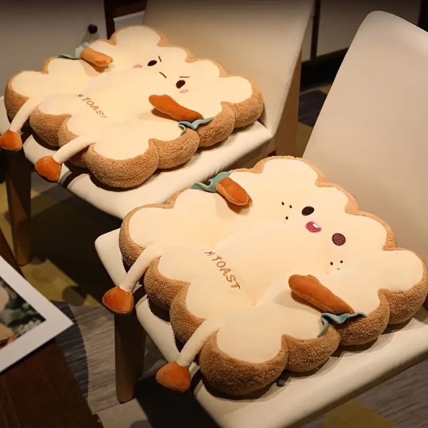 1pc Cartoon Toast Seat Cotton Pads, Fleece Comfortable Anti-Fatigue Home Office Seat Available