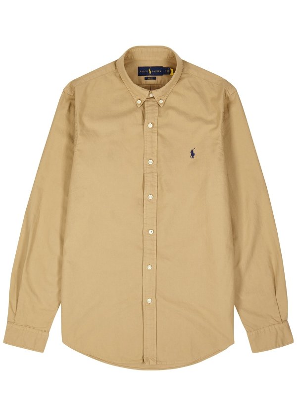Camel slim cotton Oxford shirt