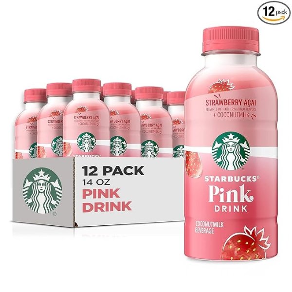 Pink & Paradise Drink, 2 Flavor Variety Pack, Coconut Milk, 14oz Bottles (12 Pack)