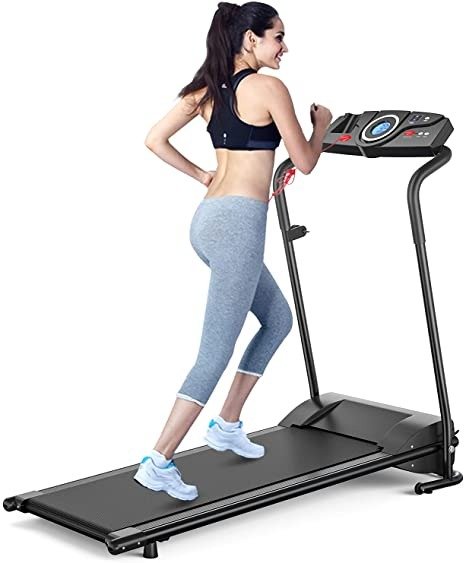 Folding Treadmill, Electric Motorized Running Machine with 12 Preset Programs & LCD Monitor, Compact Home Gym Running Treadmill for Small Space, Cardio Training Fitness Equipment