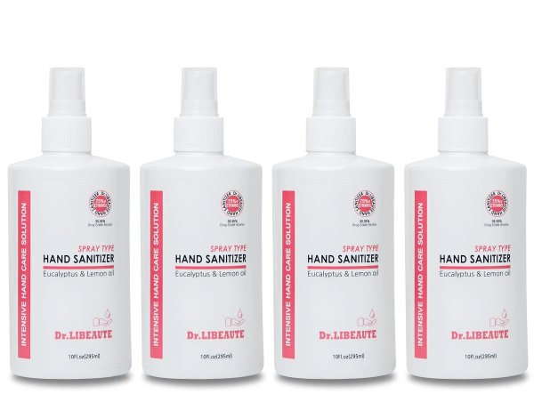 Premium Hand Sanitizer 4 Packs Spray type, 10oz (295ml) 75% Medical Grade Alcohol, Instantly Sanitizing, Safe & Effective
