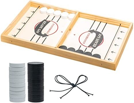 PUBGAMER Fast Sling Puck Game, Sling Games Fast Sling Puck Table Game Paced Sling Puck Winner Wood Board Sport Toys (Large Size Suitable for Family & Friends), Come with Spare Piece and Spring Rope