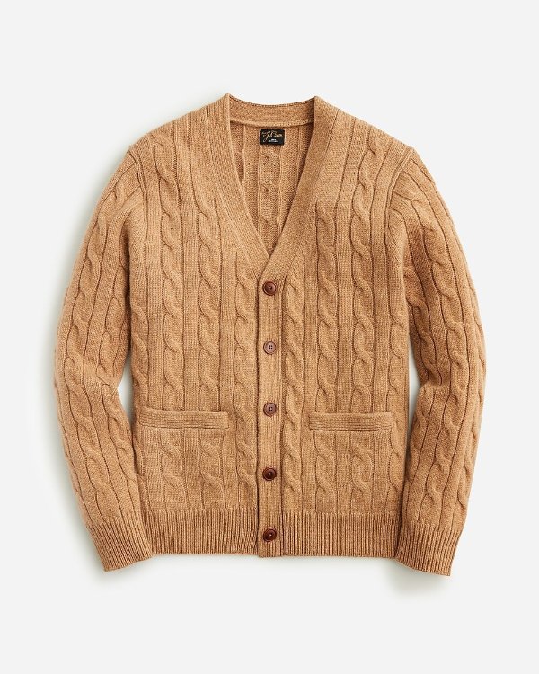 Heavyweight cashmere cable-knit cardigan sweater