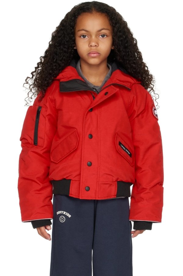 Kids Red Rundle Down Bomber Jacket