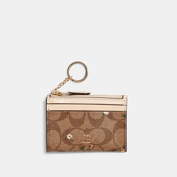Mini Skinny Id Case in Signature Canvas With Evergreen Print