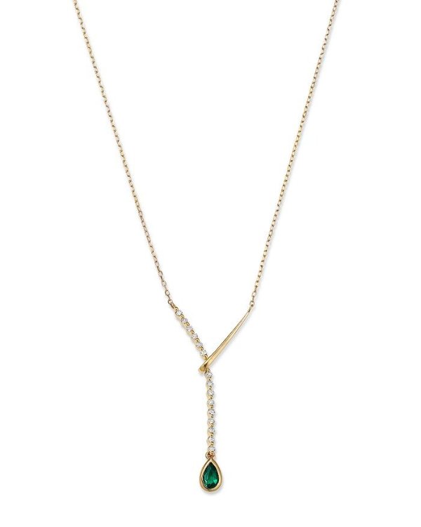 Emerald & Diamond Lariat Necklace in 14K Yellow Gold, 18" - 100% Exclusive