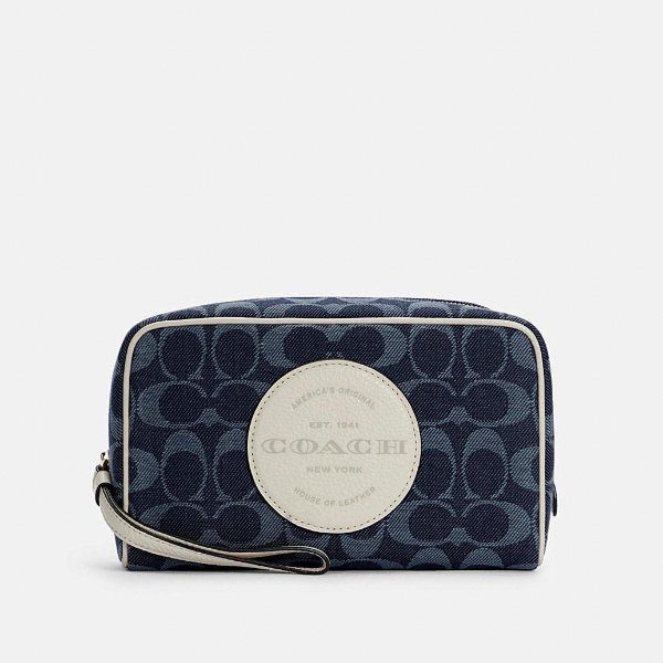 Dempsey Boxy Cosmetic Case 20 in Signature Denim With Coach Patch