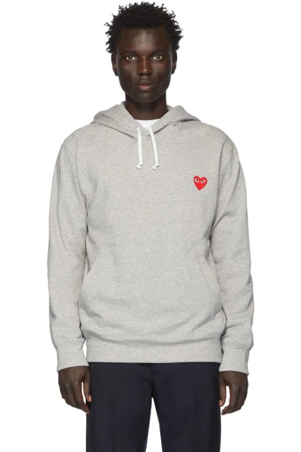 Grey Heart Patch Hoodie