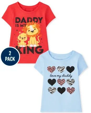 Baby And Toddler Girls 'Love My Daddy' And 'Daddy Is My King' Graphic Tee 2-Pack | The Children's Place - MULTI CLR