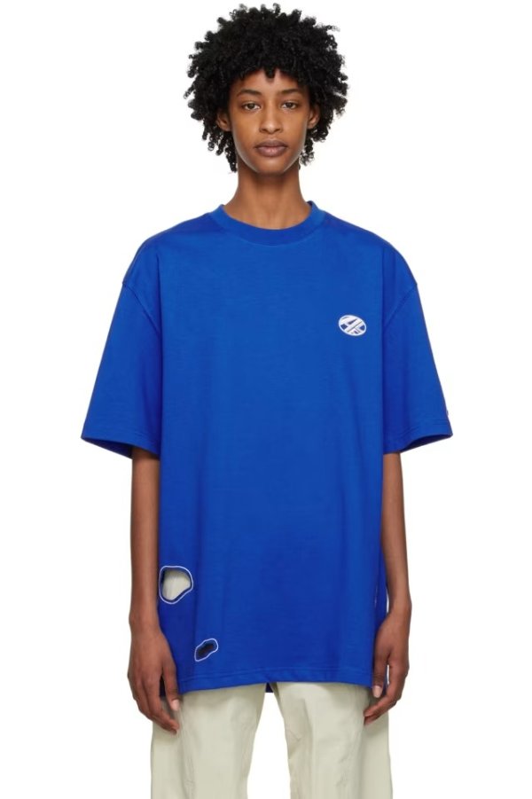 Blue Cutout T-Shirt