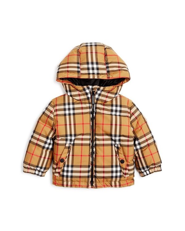 Unisex Rio Vintage Check Hooded Down Coat - Baby
