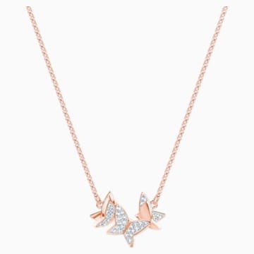 Lilia Necklace, White, Rose-gold tone plated by SWAROVSKI