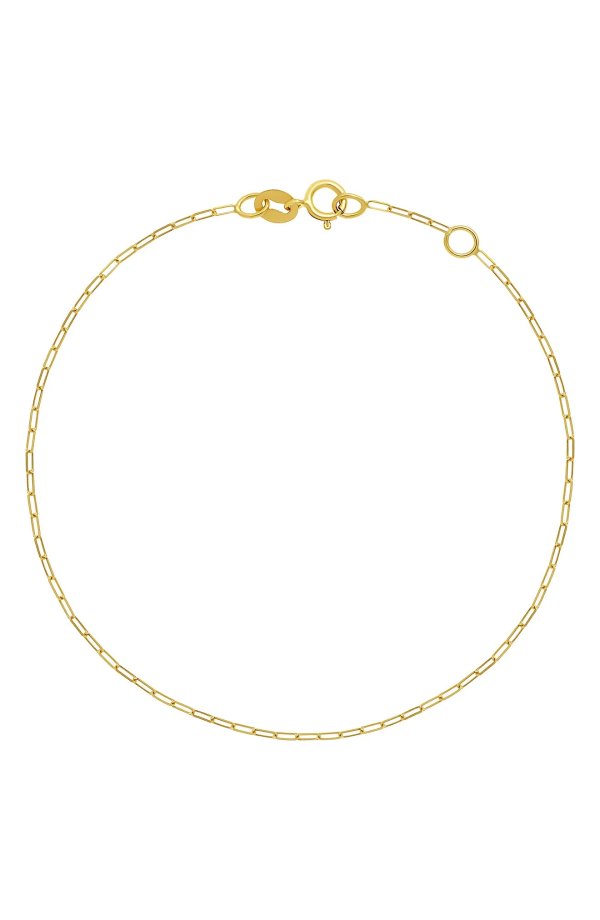 14K Gold Paperclip Chain Bracelet