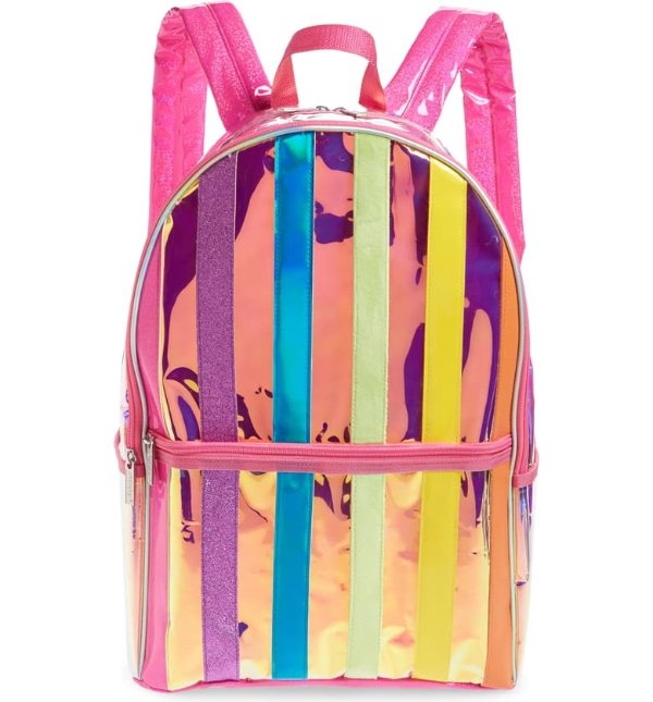 Metallic Rainbow Stripe Backpack