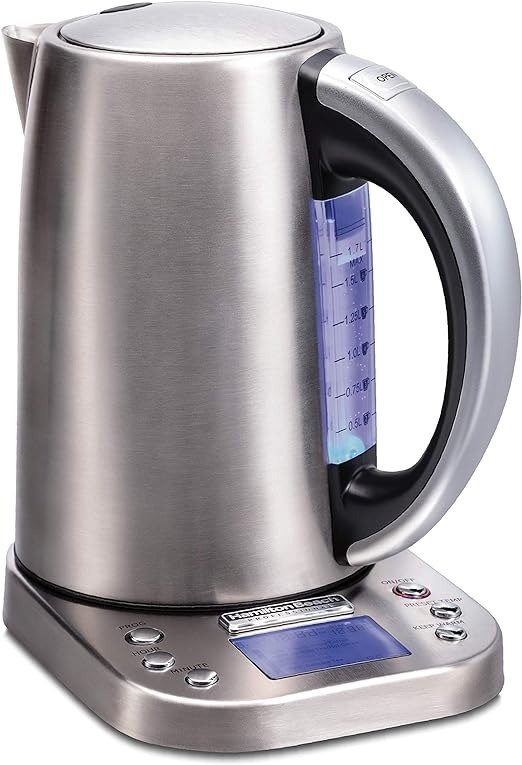 Professional Digital LCD Temperature Control Electric Tea Kettle, Water Boiler & Heater, 1.7 Liter, Fast Boiling 1500 Watts, Cordless, Auto-Shutoff & Boil-Dry Protection, Silver (41028)