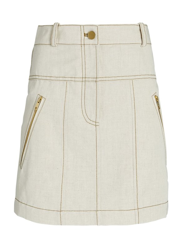 Linen Denim Mini Skirt