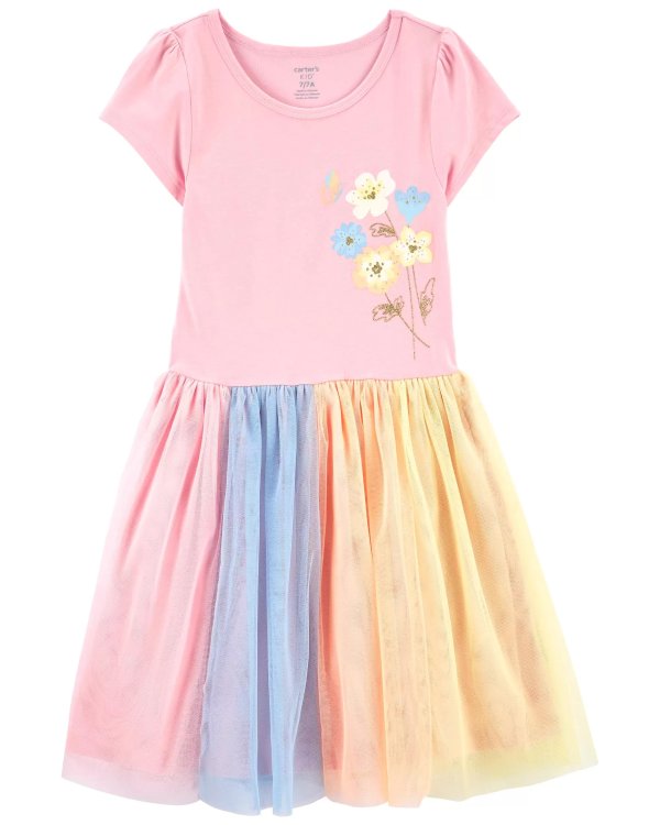 儿童花朵彩虹纱裙