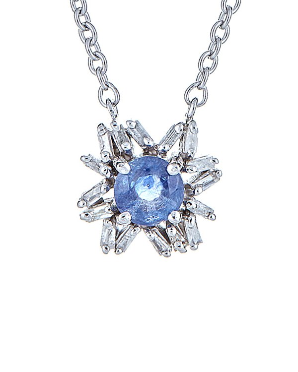 Forever Creations Silver 1.02 ct. tw. Diamond & Sapphire Necklace