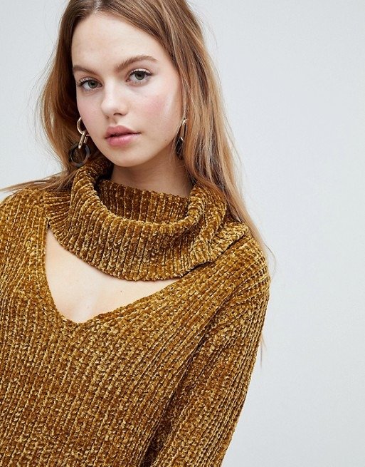 QED London Ribbed Chunky Roll Neck Sweater at asos.com