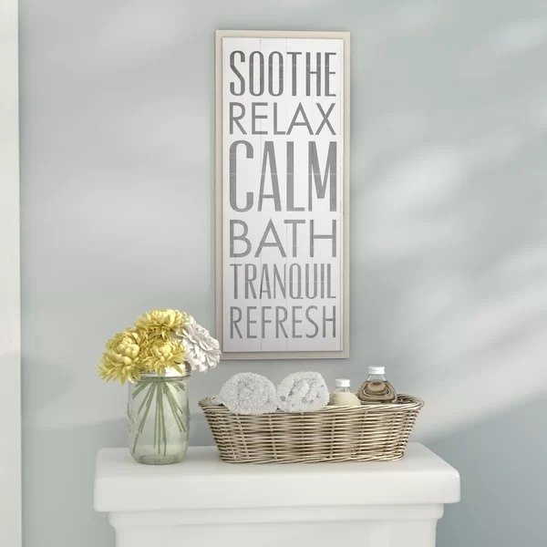 'Soothe Relax Calm Bath' by Dallas Drotz - Picture Frame Textual Art Print on Wood'Soothe Relax Calm Bath' by Dallas Drotz - Picture Frame Textual Art Print on WoodRatings & ReviewsCustomer PhotosMore to Explore