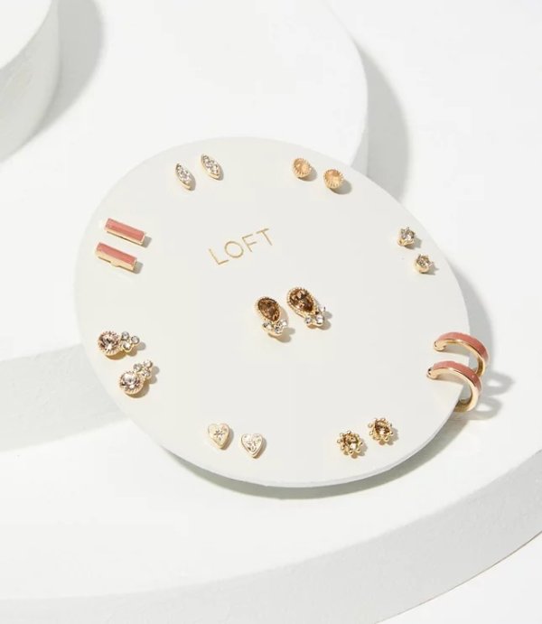 Enamel Gem Stud Earring Set | LOFT