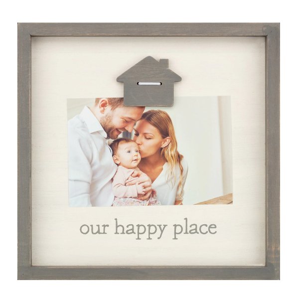 Gray Our Happy Place 9.4" x 9.4" Clip Frame, Expressions by Studio Decor®