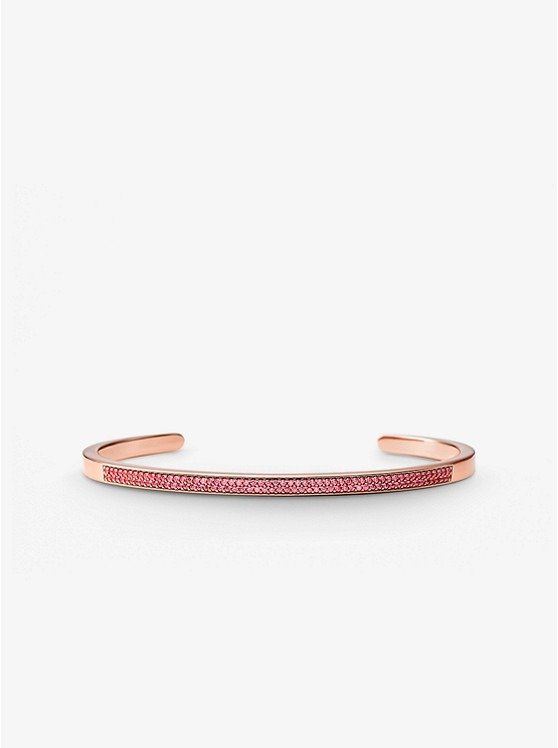 14K Rose Gold-Plated Sterling Silver Pave Nesting Cuff