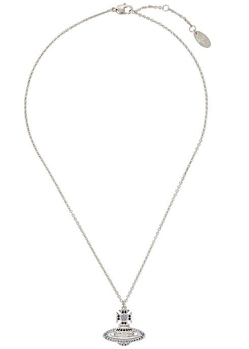 Hermine Bas Relief silver-tone orb necklace