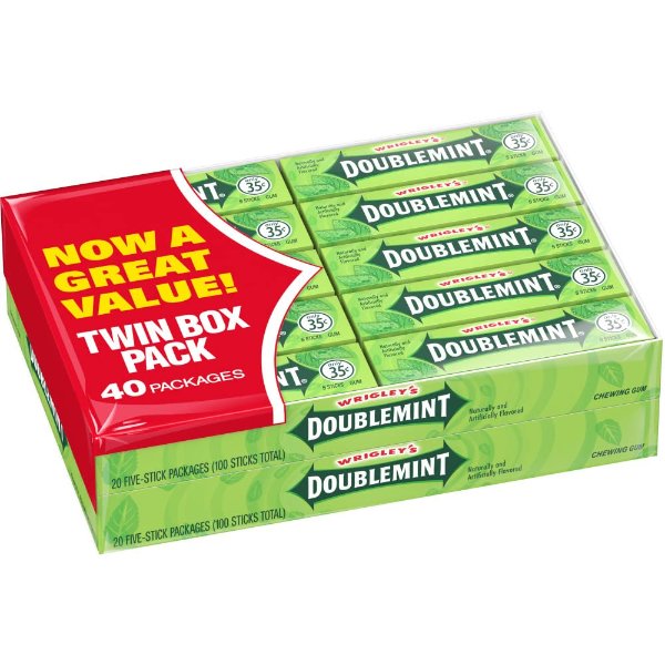 DOUBLEMINT Gum, 5 stick pack (40 Packs)
