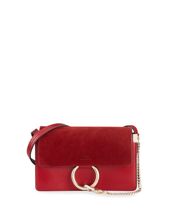 Faye Small Suede and Leather Shoulder Bag