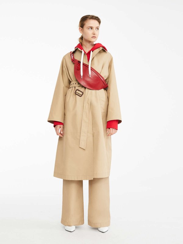 Water-repellent gabardine raincoat, beige -