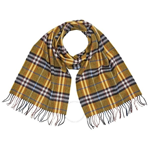 Castleford Check Cashmere Scarf- Yellow
