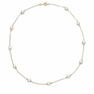 5.5MM White Cultured Akoya Pearl & 18K Yellow Gold Station Necklace