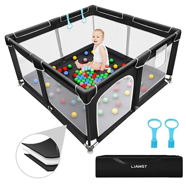 Baby Playpen , Baby Playard, Playpen for Babies with Gate Indoor & Outdoor Kids Activity Center , Sturdy Safety Play Yard with Soft Breathable Mesh